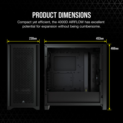 Vỏ Case Máy Tính Corsair 4000D AIRFLOW Black - Hàng Chính Hãng