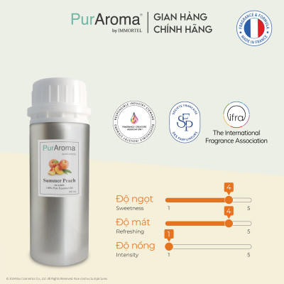 (Đậm Đặc | Chai Lớn) Tinh dầu HƯƠNG ĐÀO nguyên chất PurAroma by IMMORTEL - Chính hãng Pháp