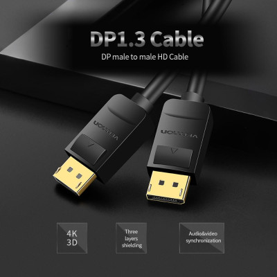 Cáp VENTION DP HD Cable 4K 1080P Dispayport Male to Male Adapter cho máy chiếu màn hình máy tính xách tay 5m / 16,40ft - 5m
