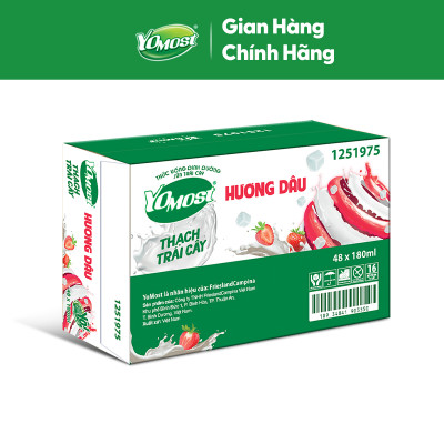 Thùng 48 Hộp Yomost Thạch Trái Cây Hương Dâu (48x180ml)