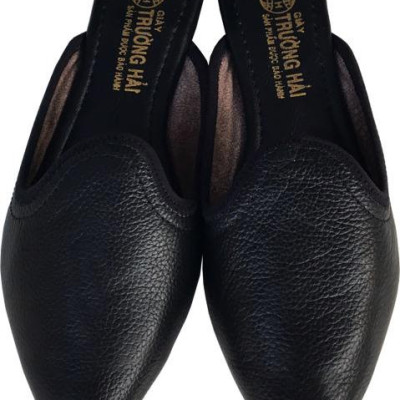 Dép bít mũi TRƯỜNG HẢI da bò thật mềm mại không bong tróc đế cao su chồng mòn êm ái BMN0361