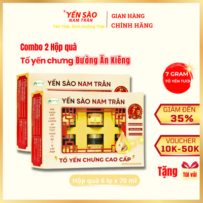 [Combo 2 Hộp ] Yến Chưng Đường Ăn Kiêng NAM TRÂN 7 gram Tổ Yến Tươi, cung cấp dinh dưỡng. Hộp ( 6 lọ x 70 ml )