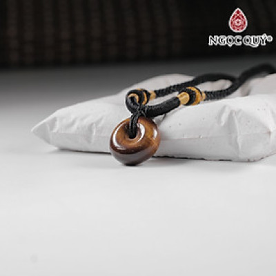 Mặt dây chuyền đồng điếu đá thạch anh mắt hổ vàng nâu 16mm mệnh thổ, kim - Ngọc Quý Gemstones