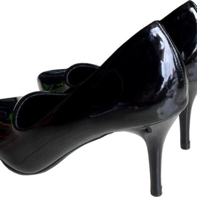 Giày cao gót 7cm Trường Hải gót nhọn da bóng đen thời trang nữ cao cấp êm ái CG088