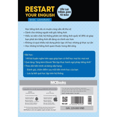 Sách - Restart Your English - Basic Grammar - Yêu Lại Tiếng Anh Từ Đầu - MCBooks