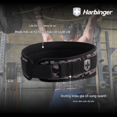 Đai Lưng Tập Gym Harbinger Foam Core Belt 4.5 Inch – Unisex Grayscale