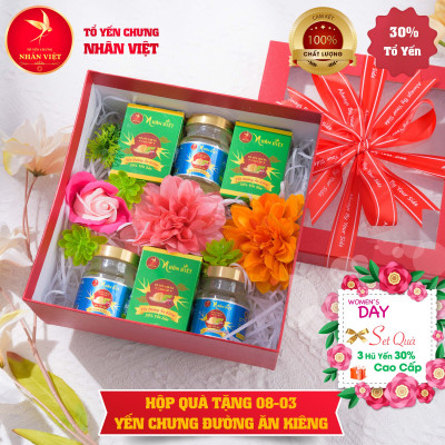 HỘP QUÀ TẶNG YẾN CHƯNG ĐƯỜNG ĂN KIÊNG - MÓN QUÀ SỨC KHỎE CHO NGÀY 8/3 - NHÂN VIỆT
