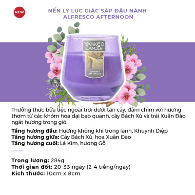 Nến Ly Lục Giác Sáp Đậu Nành 284gram từ Yankee Candle - Alfresco Afternoon