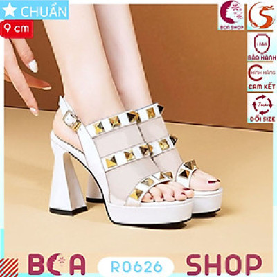 Giày cao gót nữ hở mũi 9p RO626 ROSATA tại BCASHOP kết hợp đinh kim loại vàng và lưới thoáng khí đẳng cấp sang chảnh