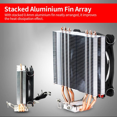 Quạt chịu thủy lực Thermaltake CPU Air Cooler 120mm Red LED 3 Ống dẫn nhiệt tiếp xúc trực tiếp Vây nhôm cho Intel