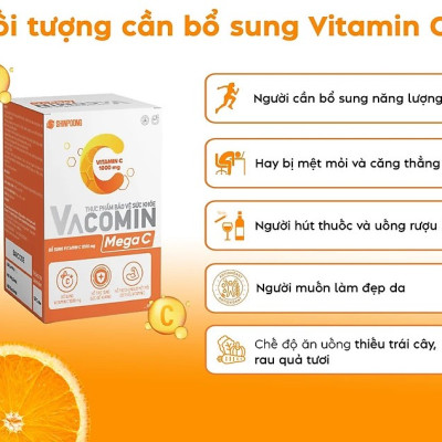 Vacomin Mega C 1000 - Viên uống tăng đề kháng, hấp thu sắt, bổ sung năng lượng Shinpoong Pharma Hộp 60v - Ginseng House