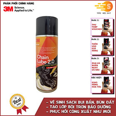 Chai xịt vệ sinh và bảo dưỡng sên xích chuyên dụng Chain Lube 2.0 3M 3M-CL20 - Bôi trơn dây sên xe máy, phủ toàn bộ sên