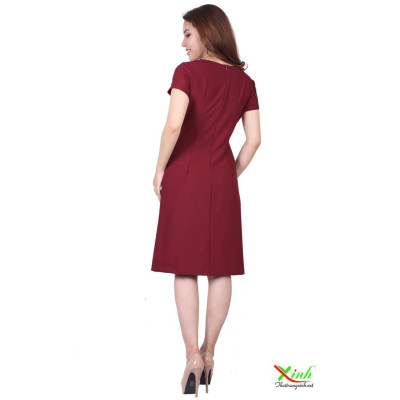Đầm phối cúc ThoiTrangXinh đỏ đô DL437