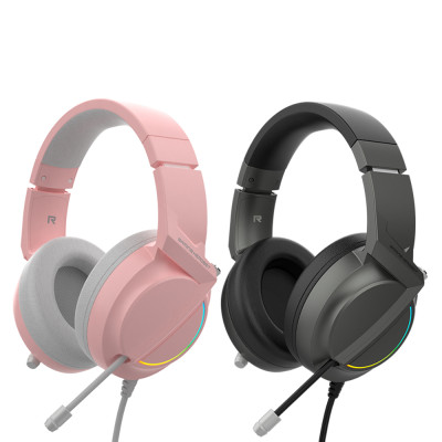 Tai nghe vòm Ajazz AX365 7.1  chơi game   Chống ồn  có thể thu vào  Chụp tai mềm 50mm - Hồng