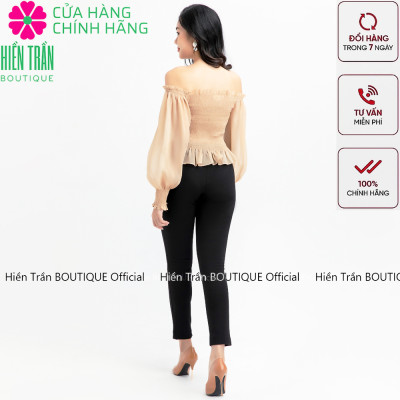 Quần tregging nữ công sở Hiền Trần BOUTIQUE cạp cao, khóa kéo vải dày dặn co giãn, mặc tôn dáng