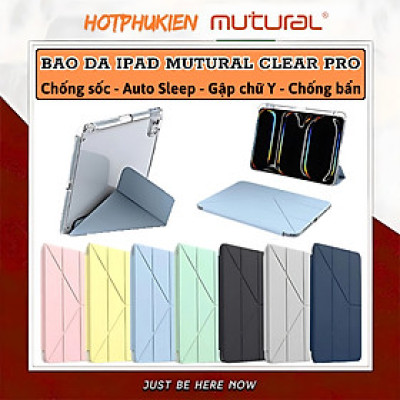 Case/ Ốp/Bao da IPAD hiệu Mutural Clear Pro Cho IPAD Gen 11 A16 2025 / Gen 10 10.9 inch 2022 - Lưng PC trong suốt , viền TPU, Có Khay Đựng Bút, Bao Da Thông Minh, tự động tắt mở màn hình - Hàng nhập khẩu