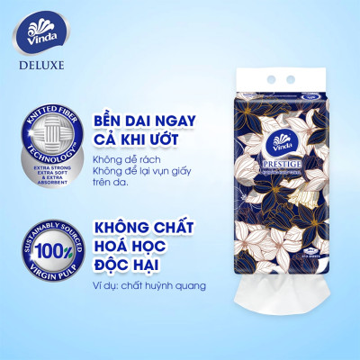 [MUA 4 GÓI KHĂN TREO TƯỜNG TẶNG 2 GÓI KHĂN RÚT SIZE S] Khăn giấy treo tường cao cấp Vinda Prestige 4D 3 lớp 212 tờ