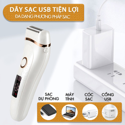 Máy cạo lông Kemei KM-392 chuyên dùng cạo lông toàn thân, bikini sử dụng pin sạc tiện lợi - Chính hãng