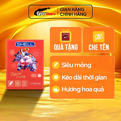 Bao cao su Shell Tropical Prolong kéo dài thời gian, hương hoa quả nhiệt đới - Hộp 10 cái