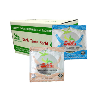 Thùng 25 gói Bánh tráng Ruốc biển và Rong biển SACHI