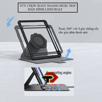 Bao da xoay 360 độ cho iPad Pro 11 2022 M2 chính hãng Nillkin Bumper SnapSafe có ngăn đựng bút - Hàng chính hãng