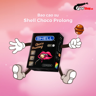 Bao cao su Shell Choco Prolong kéo dài thời gian, hương chocolate - Hộp 1 cái