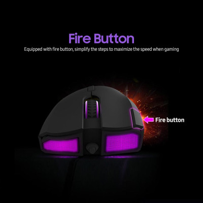 Chuột chơi game có dây Delux M625 7 nút có thể lập trình Chuột công thái học với cảm biến A3050 4000 DPI Đèn nền RGB