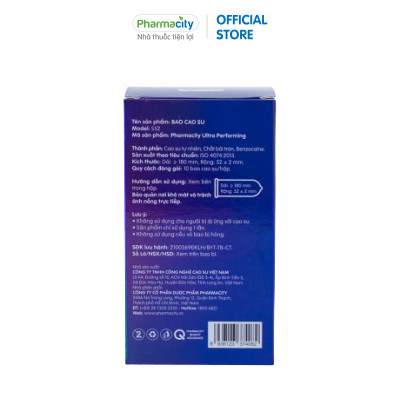 Bao cao su Pharmacity Ultra Performing N (Hộp 10 cái)