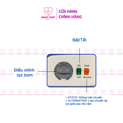 Đệm hơi chống loét OROMI HF608 - Nệm tích cực chống hăm, hoại tử 2 chế độ (Có van không luân chuyển)