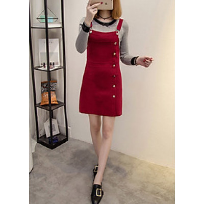 Đầm yếm nữ phối nút thu đông Haint Boutique Da85