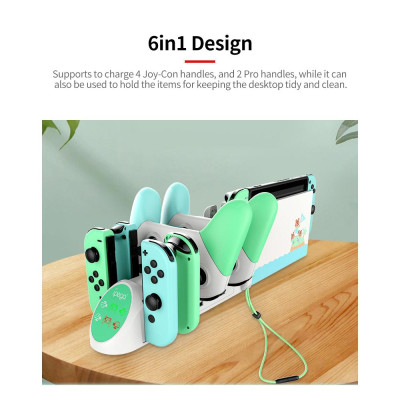 Đế sạc 6 trong 1 iPega PG-9187 thay thế vừa vặn cho Nintendo Switch Pro 