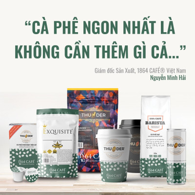 Cà Phê Bột Thunder No.3 Gu Việt Pha Phin/Pha Máy – 1864 CAFÉ trọng lượng tịnh 454g