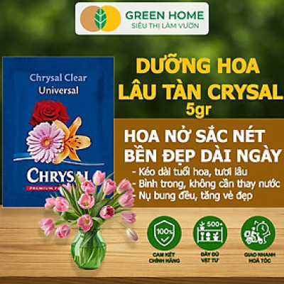 Dưỡng Hoa Lâu Tàn Greenhome, Chrysal, Gói 5gr, Phân Bón Cho Hoa Cắt Cành, Lâu Tàn, Nở Bông To, Không Bị Hôi Nước