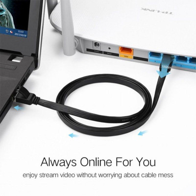 Ugreen UG50182NW102TK 30M cáp mạng dẹt Cat6 26AWG CCA Gigabit UTP LAN màu đen - HÀNG CHÍNH HÃNG