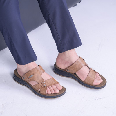 Dép Sandal Nam Da Bò - DC02 Đế Cao Đúc Nguyên Khối, Đường Khâu Chắc Chắn, Đế Massage Mềm Mại Êm Chân