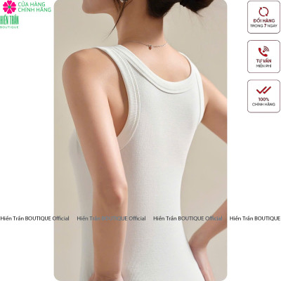 Áo sát nách, áo 3 lỗ nữ Hiền Trần BOUTIQUE form ôm không đệm ngực, chất cotton tăm lụa mềm mại, co giãn tốt- AH02