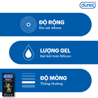 Bộ Bao Cao Su Durex Kingtex Hộp 12 Bao - 4 hộp 48 bao