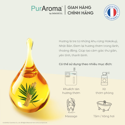 (Đậm Đặc | Chai Lớn) Tinh dầu LÁ TRE nguyên chất PurAroma by IMMORTEL - Chính hãng Pháp