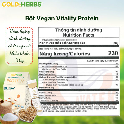 Bột Protein Vegan ViTality GoldzHerbs – 14 gói/ 500g