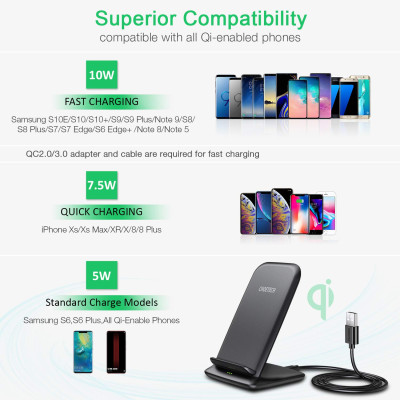 Đế sạc nhanh không dây Qi kiêm giá đỡ cho điện thoại hiệu CHOETECH HPK-T555 trang bị Công suất 10W, thiết kế nhỏ gọn, chuẩn sạc MFI cho Apple - Hàng chính hãng
