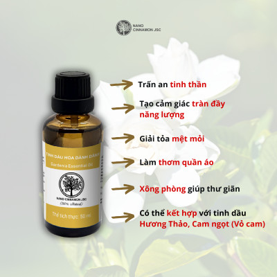 Tinh dầu hoa Dành Dành thiên nhiên nguyên chất Nano Cinnamon 10/30/50/100ml - làm dịu, tích cực. Có kiểm định