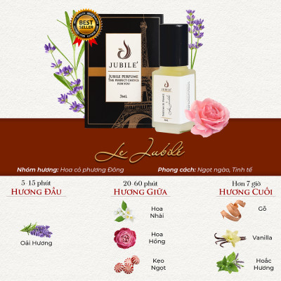 LE JUBILÉ - Tinh dầu nước hoa Pháp Nữ Minisize Dạng lăn 3ml Thơm Lâu, Sang Trọng, Quyến Rũ