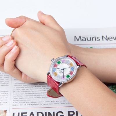【START】đồng hồ nữ Mặt số nạm kim cương đồng hồ thạch anh Nhiều màu sắc để lựa chọn đồng hồ dây đai thiết kế mỏng