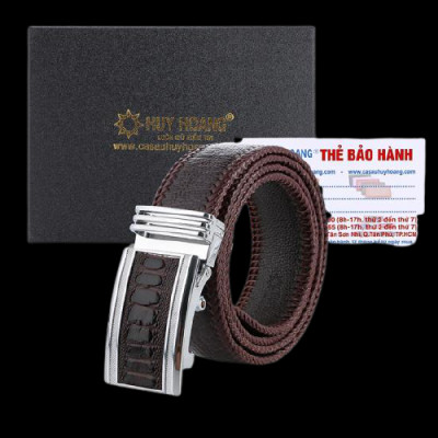 HJ4458-62-66-70 - Thắt lưng nam da đà điểu đan viền bản lớn màu đen, nâu đất, vàng bò, nâu đỏ