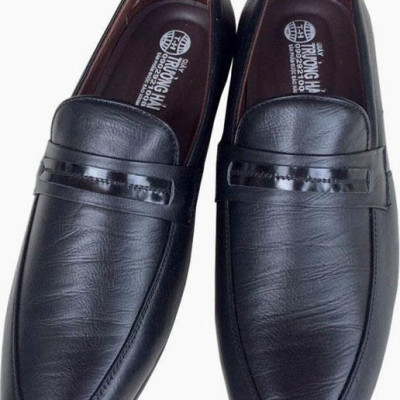 Giày tây nam Trường Hải đen da bò đen đế cao 2.5cm GT112