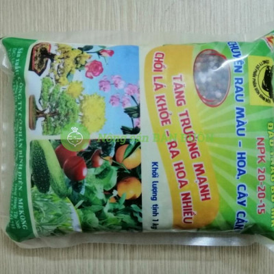 PHÂN BÓN HỖN HỢP ĐẦU TRÂU BĐ-MK NPK 20-20-15 CHUYÊN RAU MÀU, CÂY CẢNH TĂNG TRƯỞNG MẠNH, GÓI 1KG