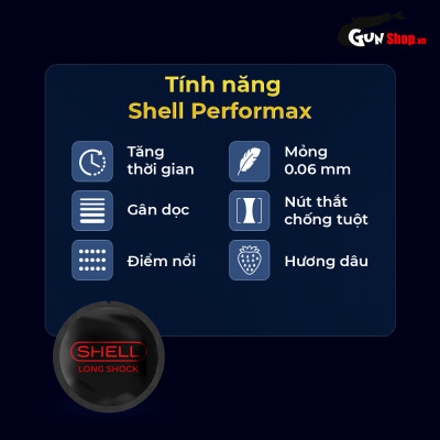 Bao cao su Shell Dino Trice - Hộp 2 cái - 1 bao gai, 2 vòng bi + 1 bao Shell Performax