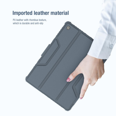 Bao da chống sốc bảo vệ camera cho iPad 10.2 (2019) / iPad 10.2 (2020) hiệu Nillkin Bumber Pro có ngăn đựng bút chống va đập, mặt lưng show Logo táo, cơ chế smartsleep, nắp bảo vệ Camera 1.1mm - hàng chính hãng