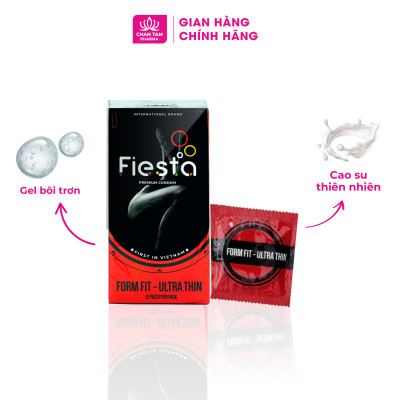 [Chính Hãng] Bao Cao Su Fiesta Form Fit Ultra Thin Hộp 12 Cái - Siêu Mỏng, Ôm Sát Từng Milimet