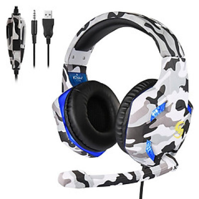Tai nghe chơi game KUBITE T176 3.5mm + USB âm lượng micrô có thể điều chỉnh cho máy tính xách tay PC 